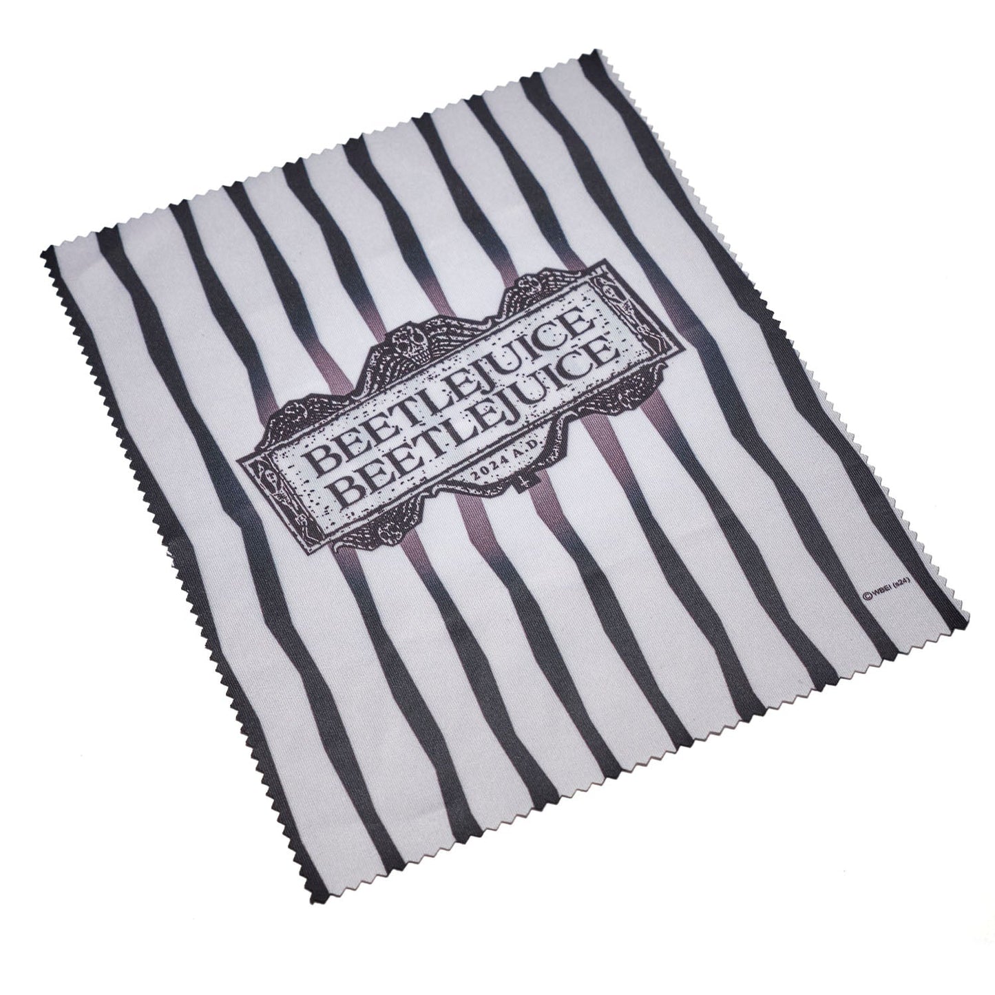 Keep your eyewear clean with this premium stripy Beetlejuice-themed cleaning cloth for your lenses.